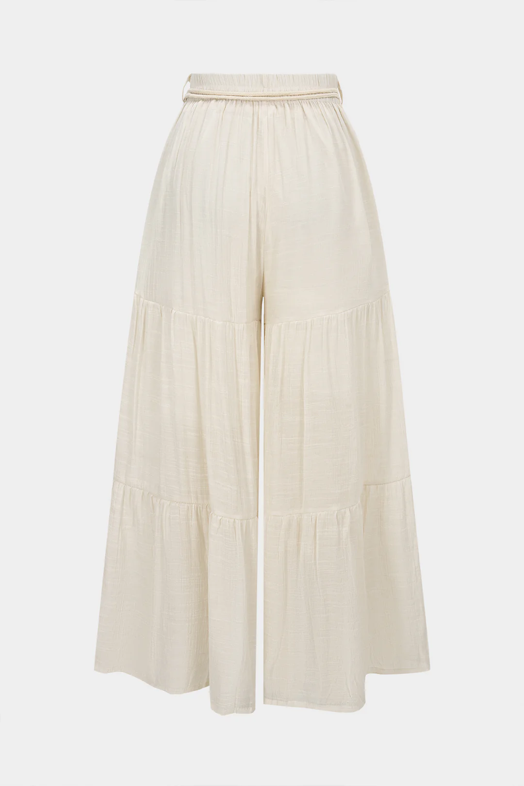 Belted Ruched High Waist Wide Leg Pants - Flockneti