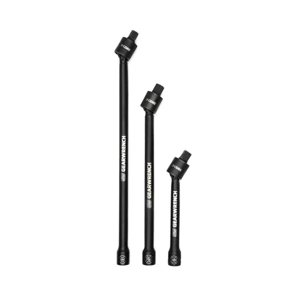 GEARWRENCH 3/8″ Drive X-Core Pinless Universal Joint Impact Extension Set 6″ 9″ and 12″ - Flockneti