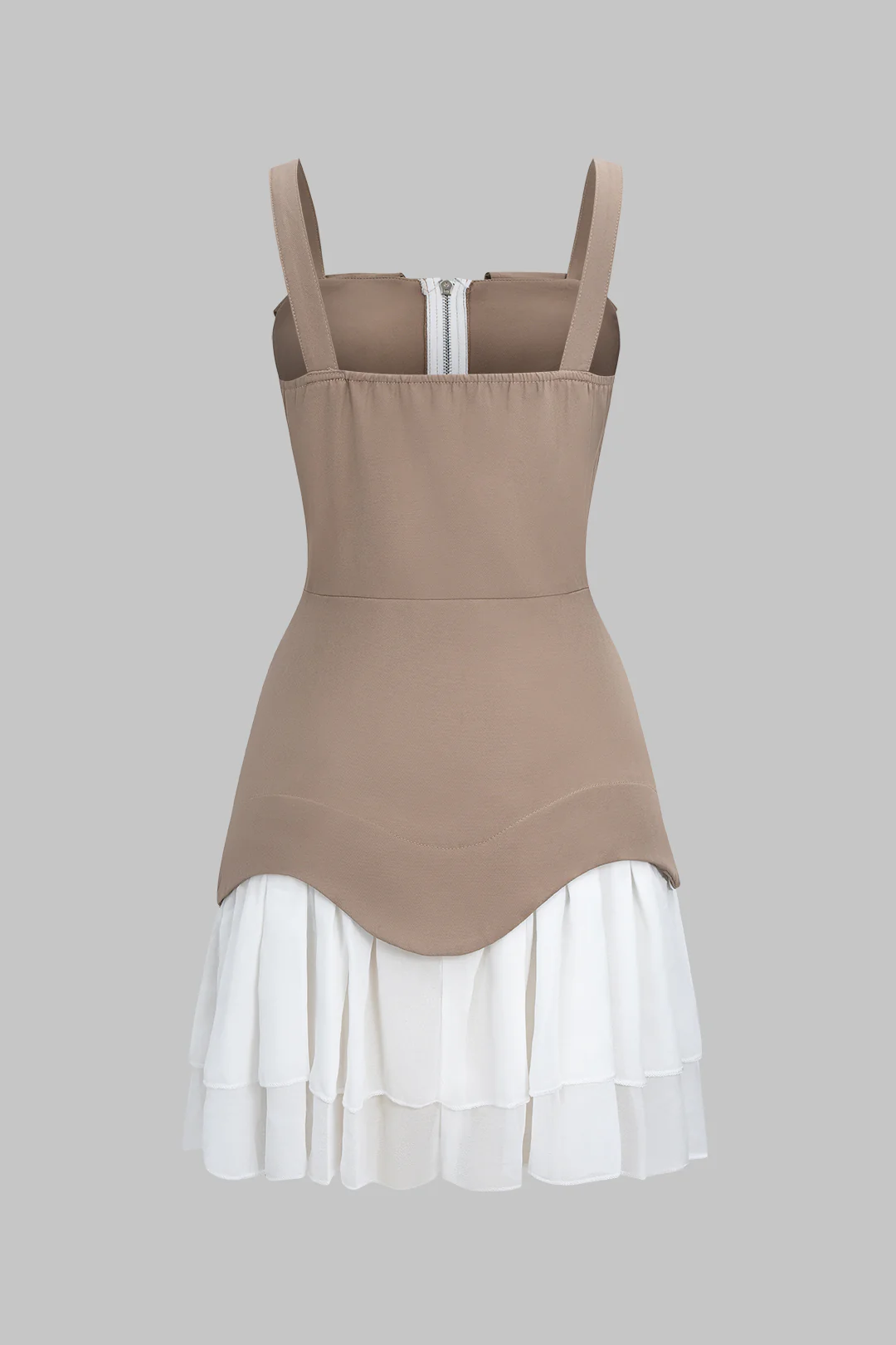 Chiffon Patchwork Zipper Sleeveless Mini Dress - Flockneti