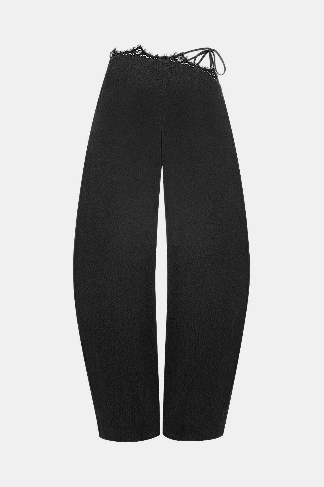Lace Trim Tie Asymmetrical Wide Leg Pants - Flockneti