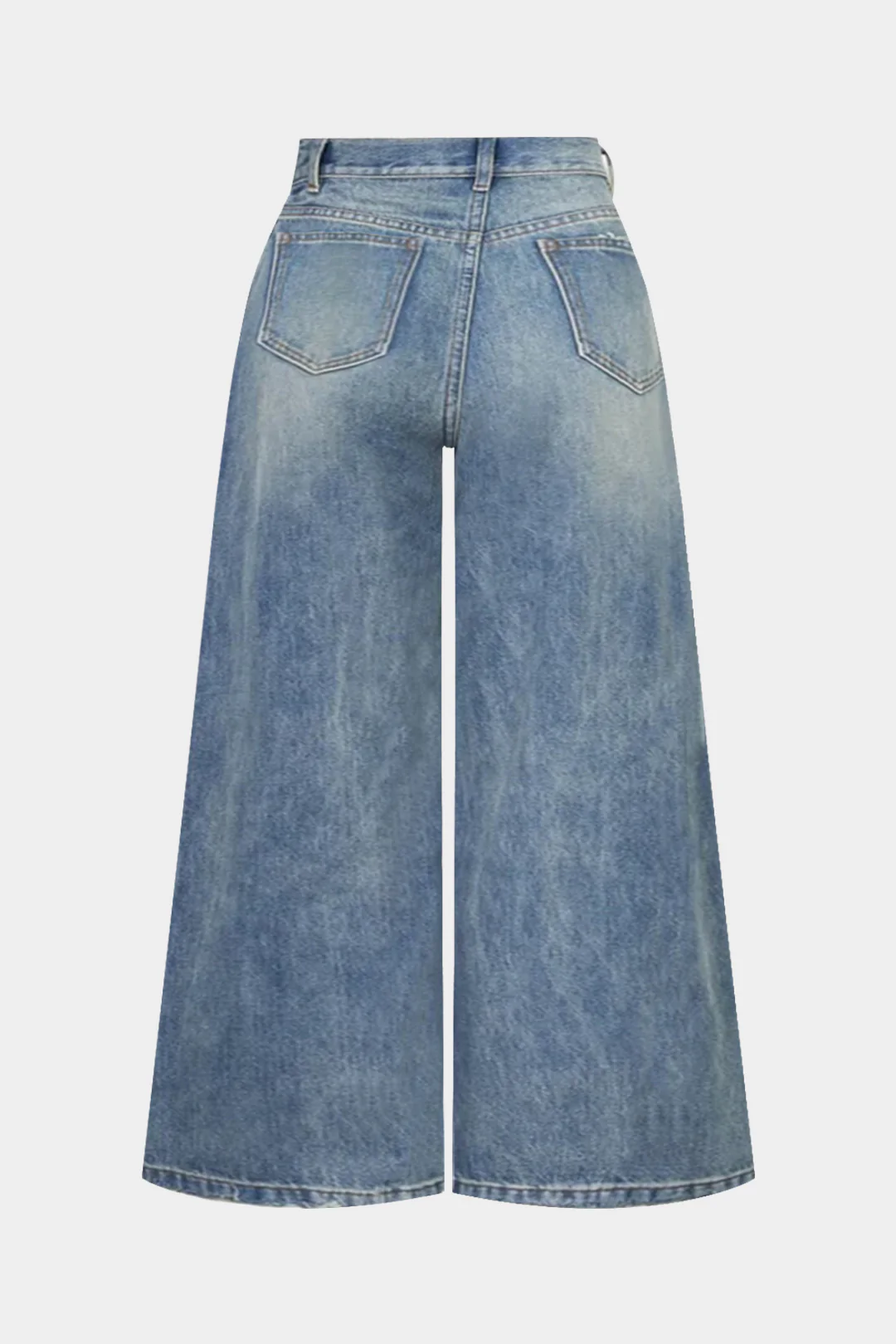 Plus Size Denim Asymmetrical Double Waistband Jeans - Flockneti