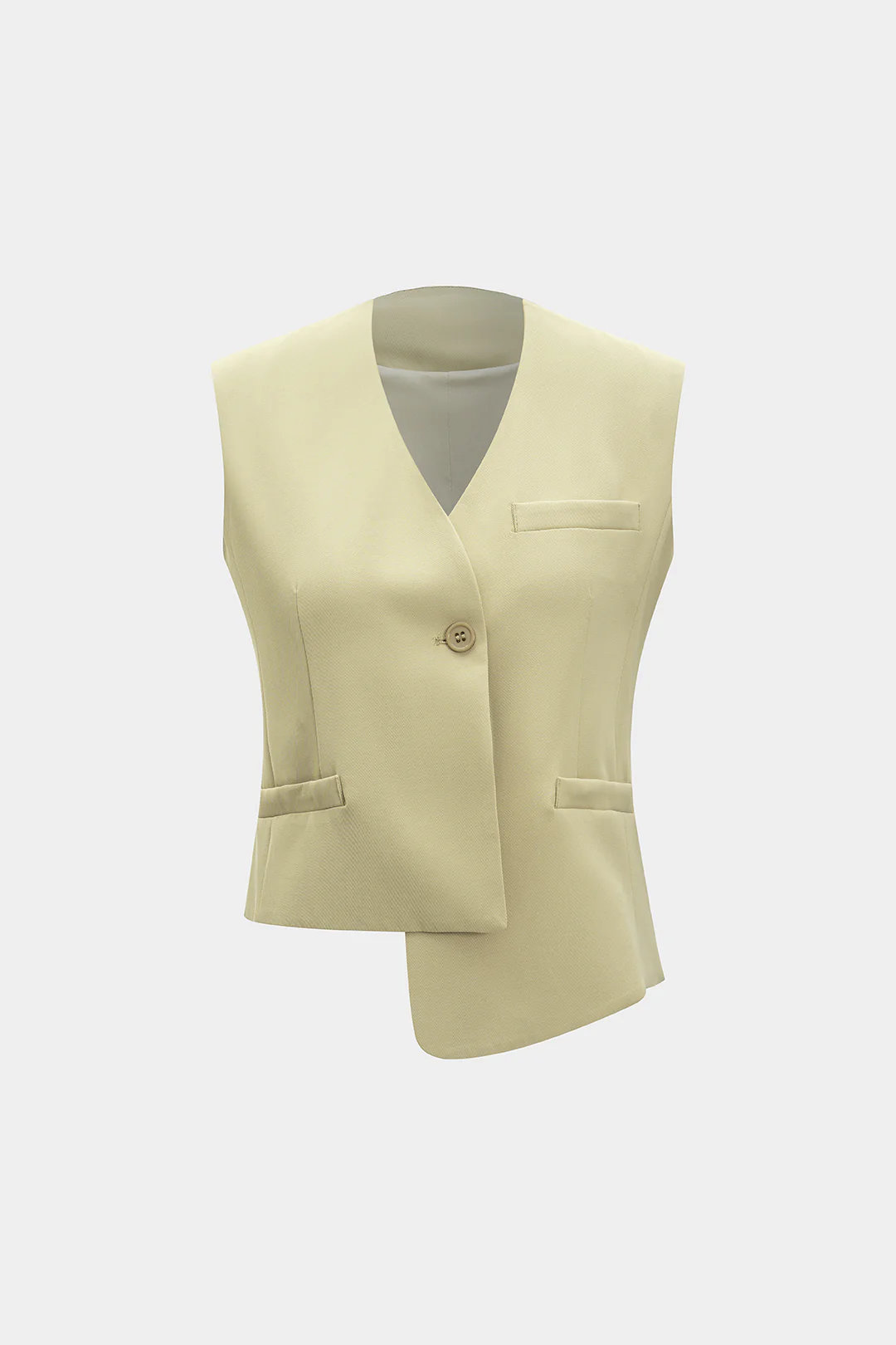 Asymmetrical Hem Fake Pocket Vest - Flockneti