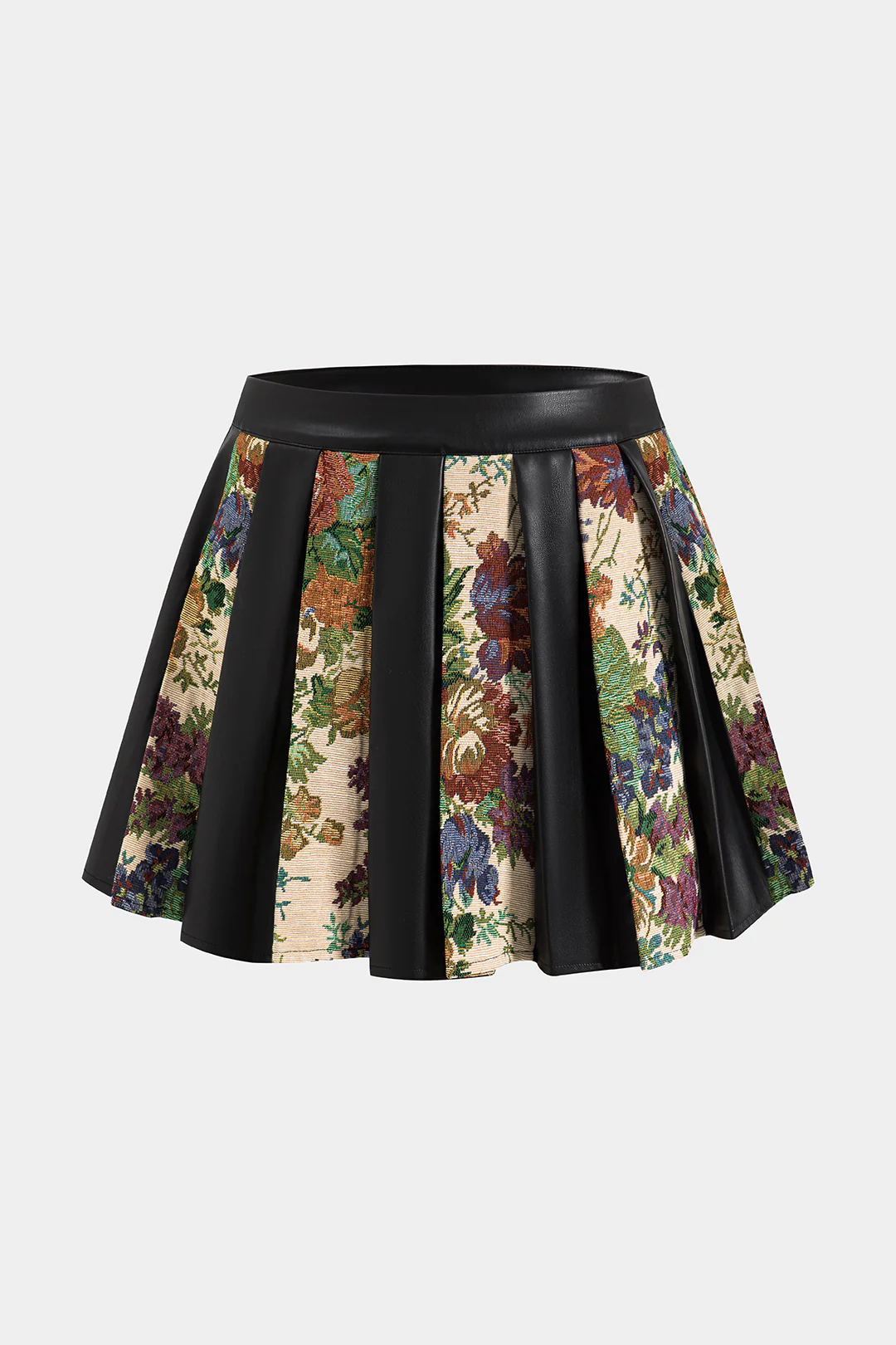 Jacquard Faux Leather Patchwork Skirt - Flockneti