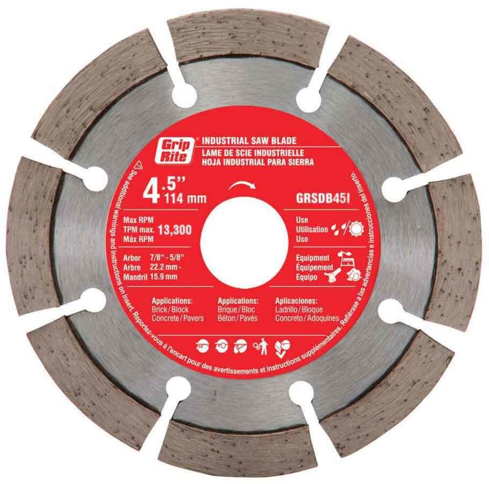 Grip Rite 4-1/2″ Wet or Dry Segmented Diamond Circular Saw Blade - Flockneti