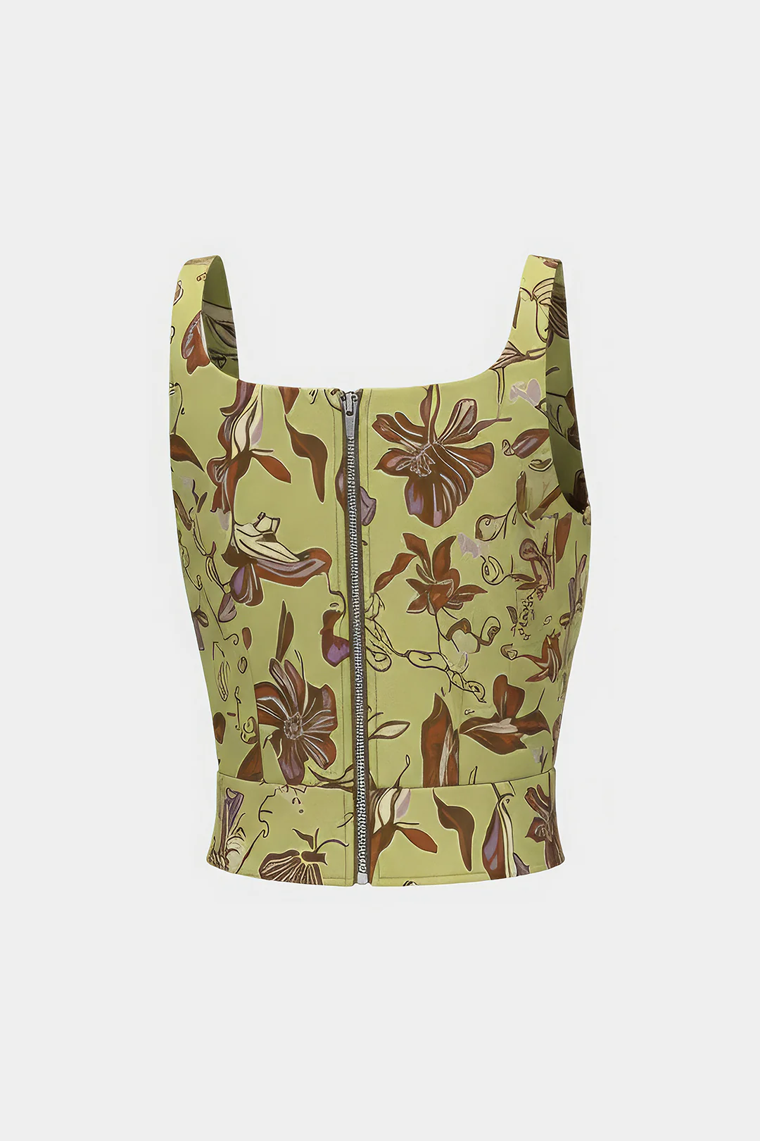 Floral Print Zipper Cami Top - Flockneti