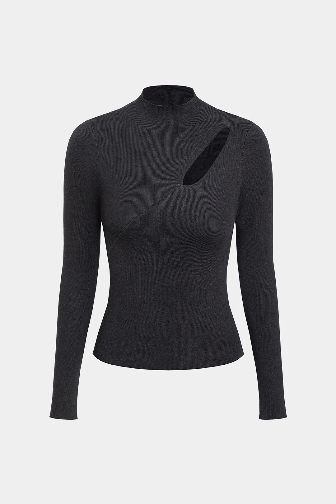 Knit Cut Out Mock Neck Long-Sleeve Top - Flockneti