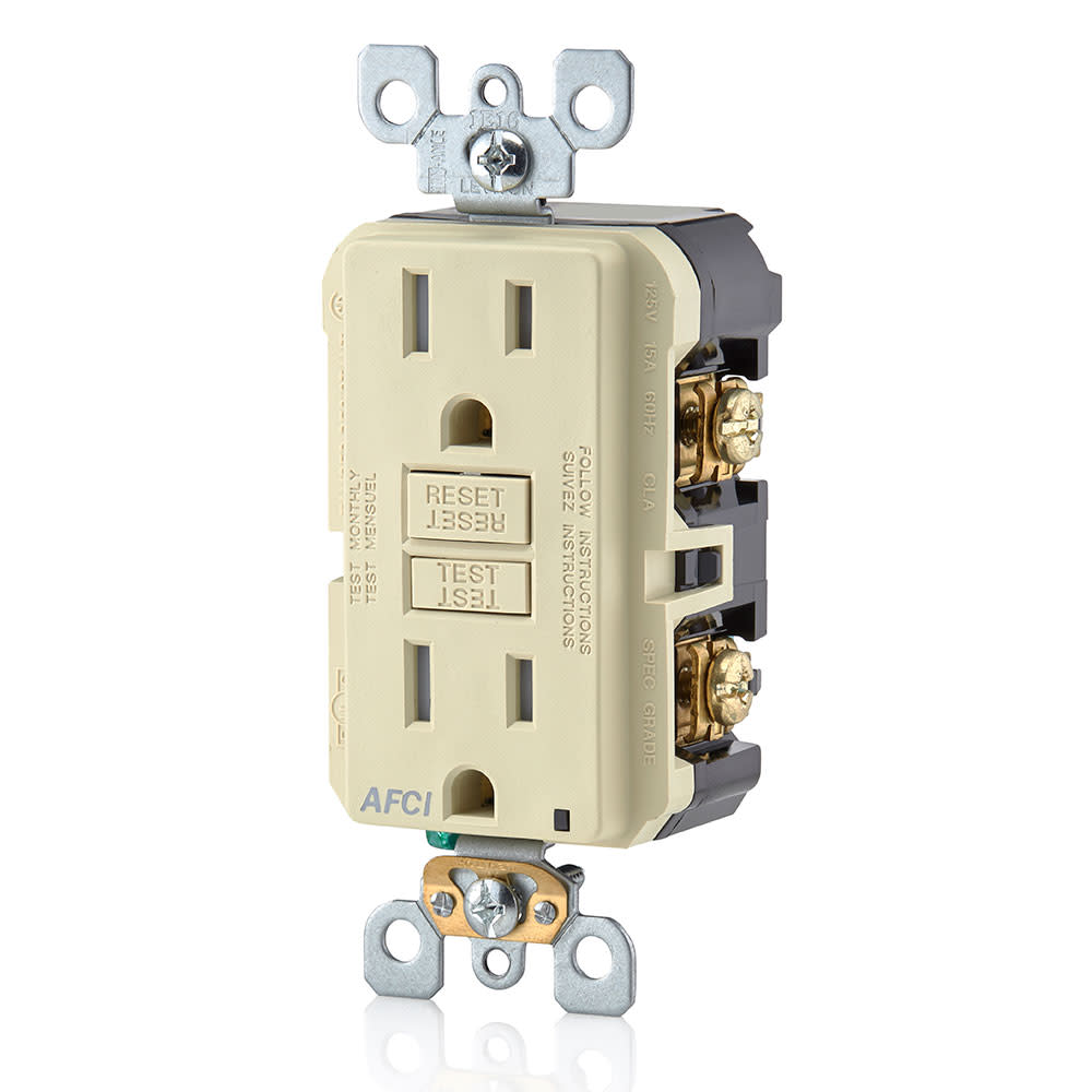 Leviton SmartlockPro AFCI Outlet 15A 120V Ivory NEMA 5-15R - Flockneti