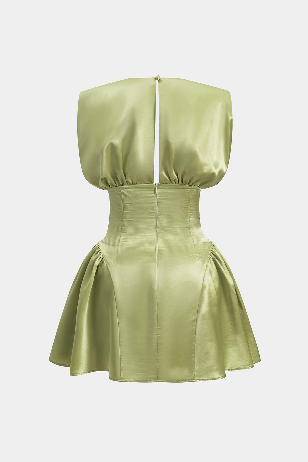 Satin Ruched Zipper Corset Mini Dress - Flockneti