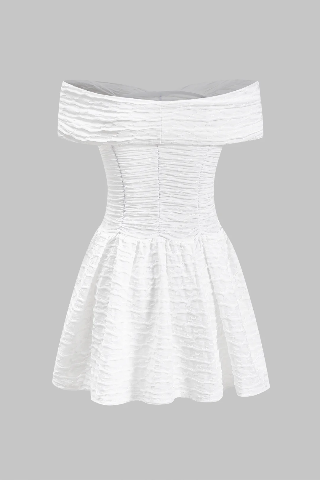 Textured Crossed Twist Knot Off Shoulder Mini Dress - Flockneti