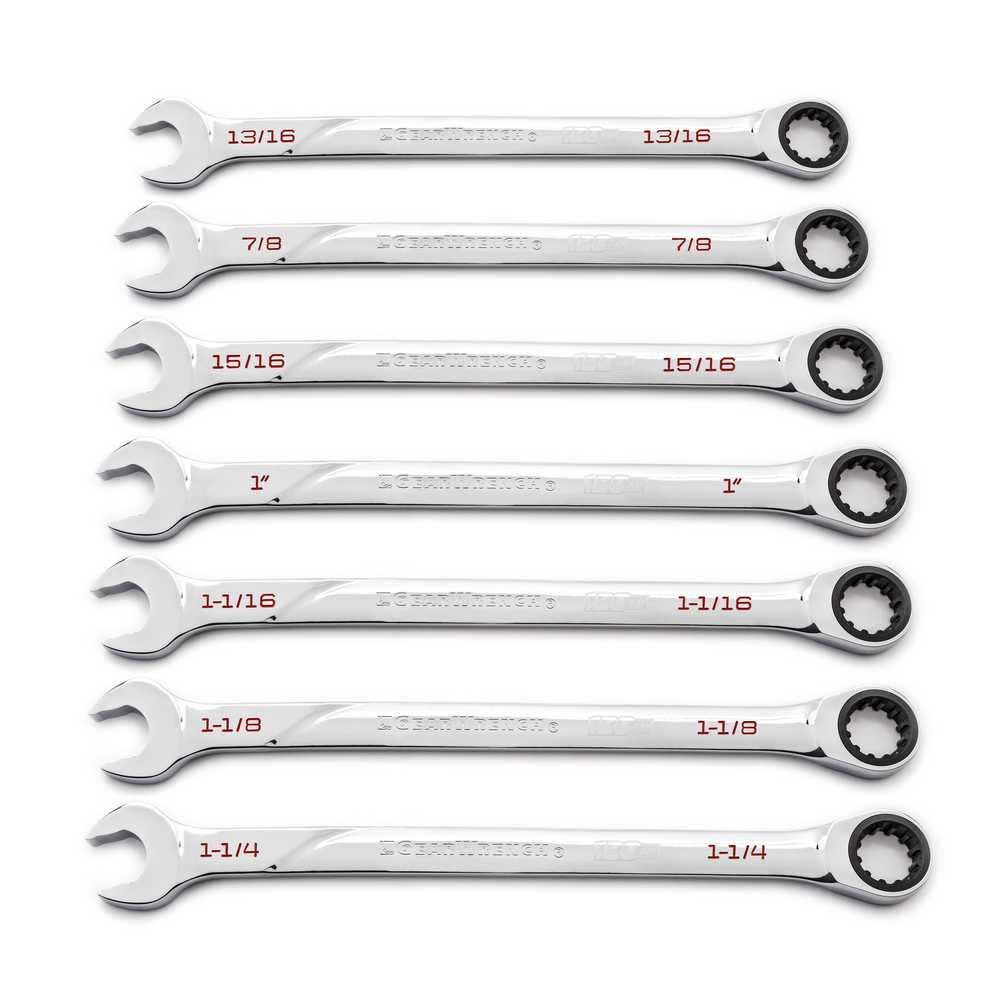 GEARWRENCH 7 pc 120XP Universal Spline Sae XL Combination Ratcheting Wrench Set - Flockneti