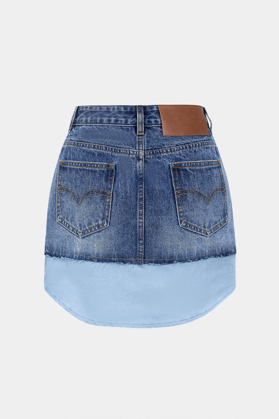 Denim Buttons Washed Ripped Patchwork Skirt - Flockneti