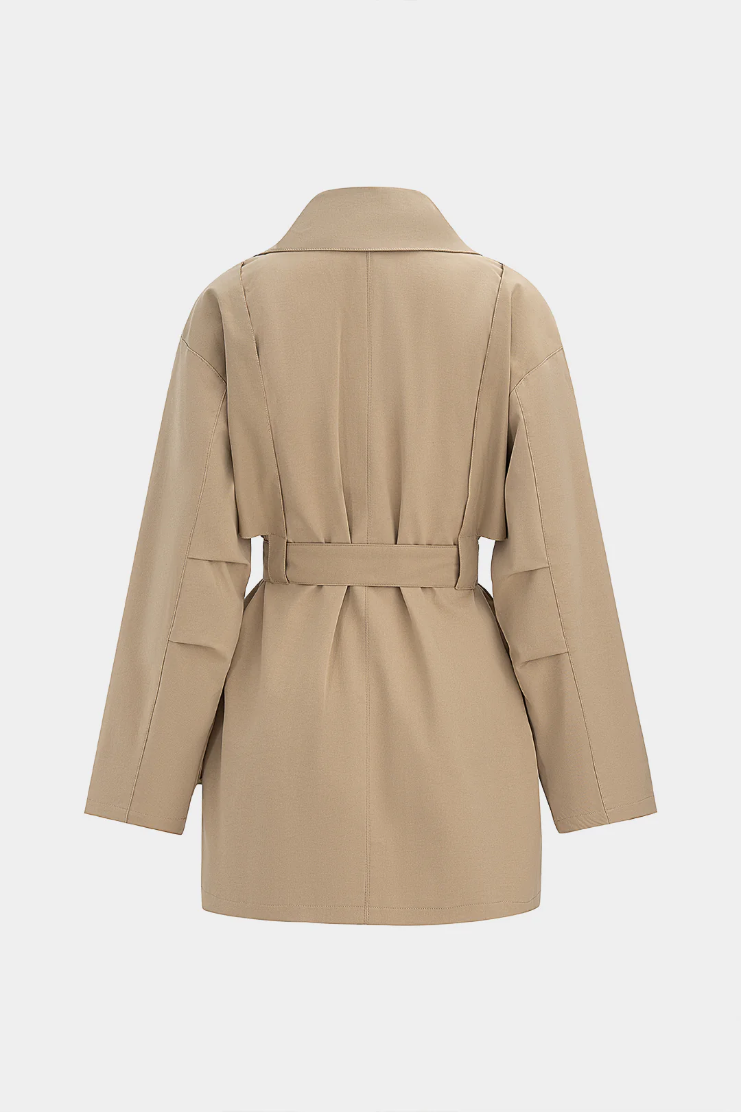 Pocket Asymmetrical Tie Front Coat - Flockneti
