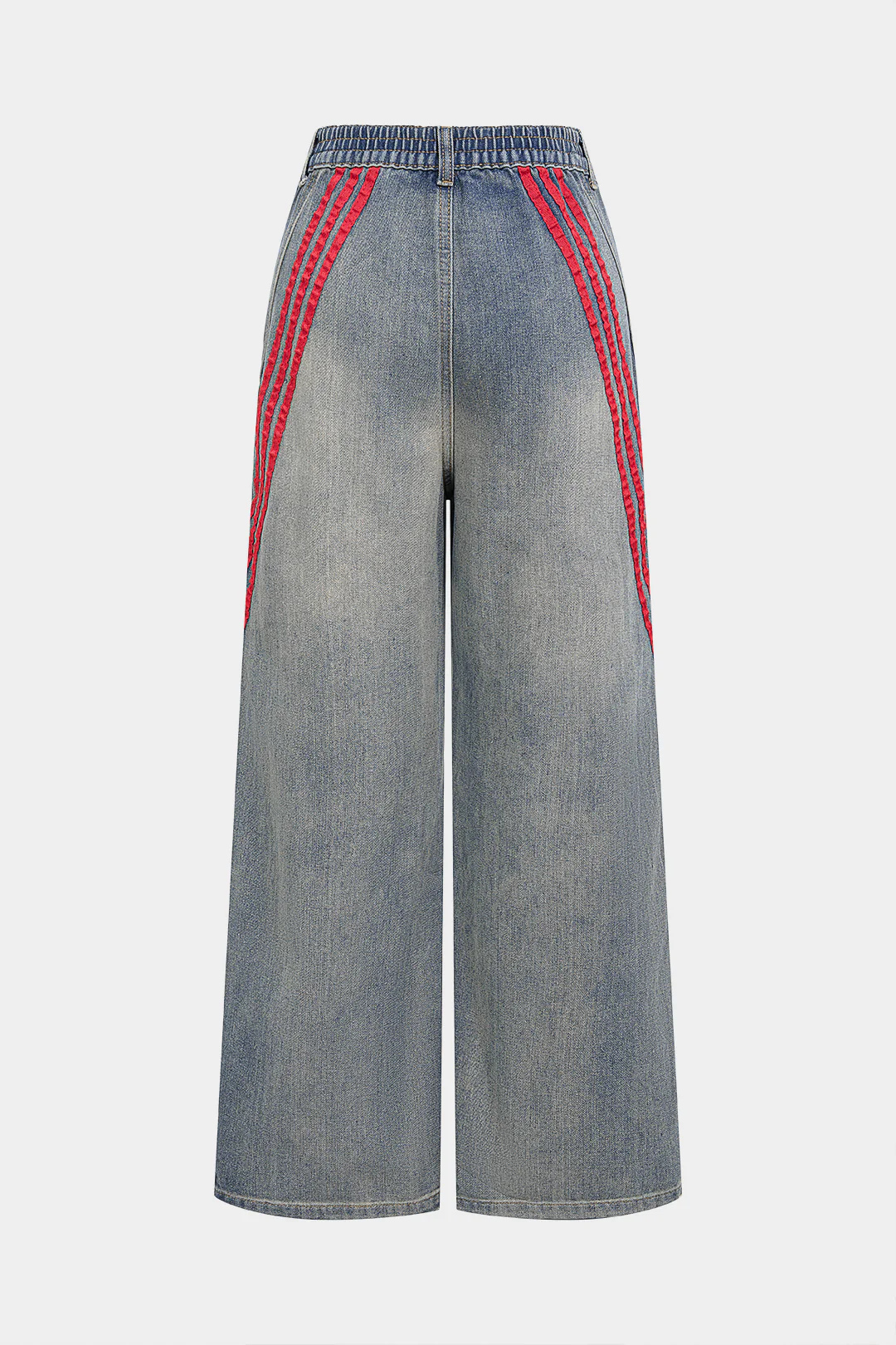 Denim Striped Straight Leg Jeans - Flockneti
