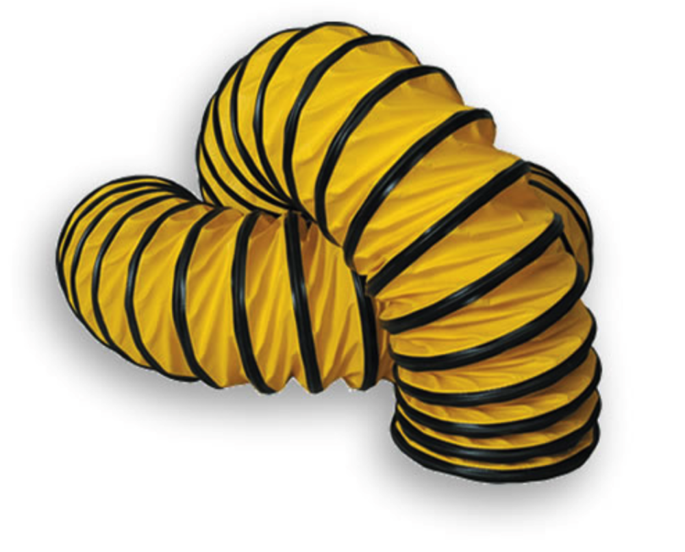 Frost Fighter 20″ x 25′ Yellow Poly Return Duct Hose with Belt Cuff Attachment - Flockneti