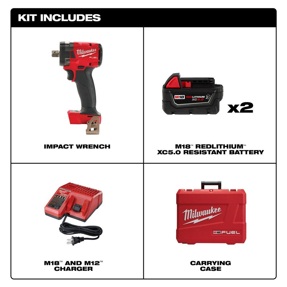 Milwaukee M18 FUEL 1/2″ Compact Impact Wrench with Pin Detent Kit - Flockneti