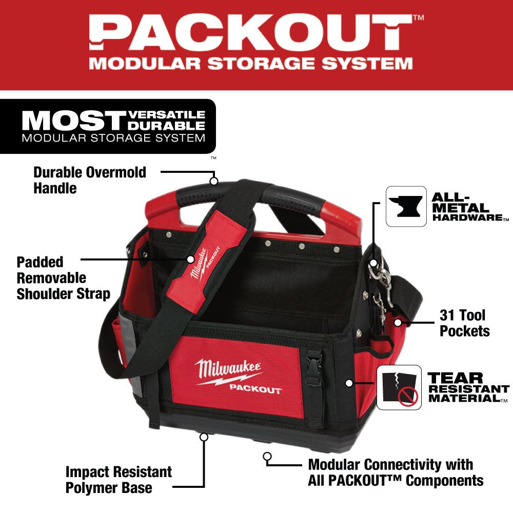 Milwaukee 15 in. PACKOUT Tote - Flockneti
