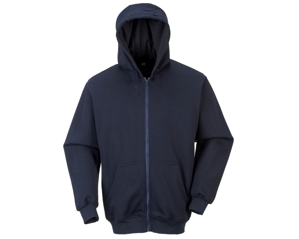 Portwest Navy Fire Resistant Zipper Front Hooded Sweatshirt – XL - Flockneti