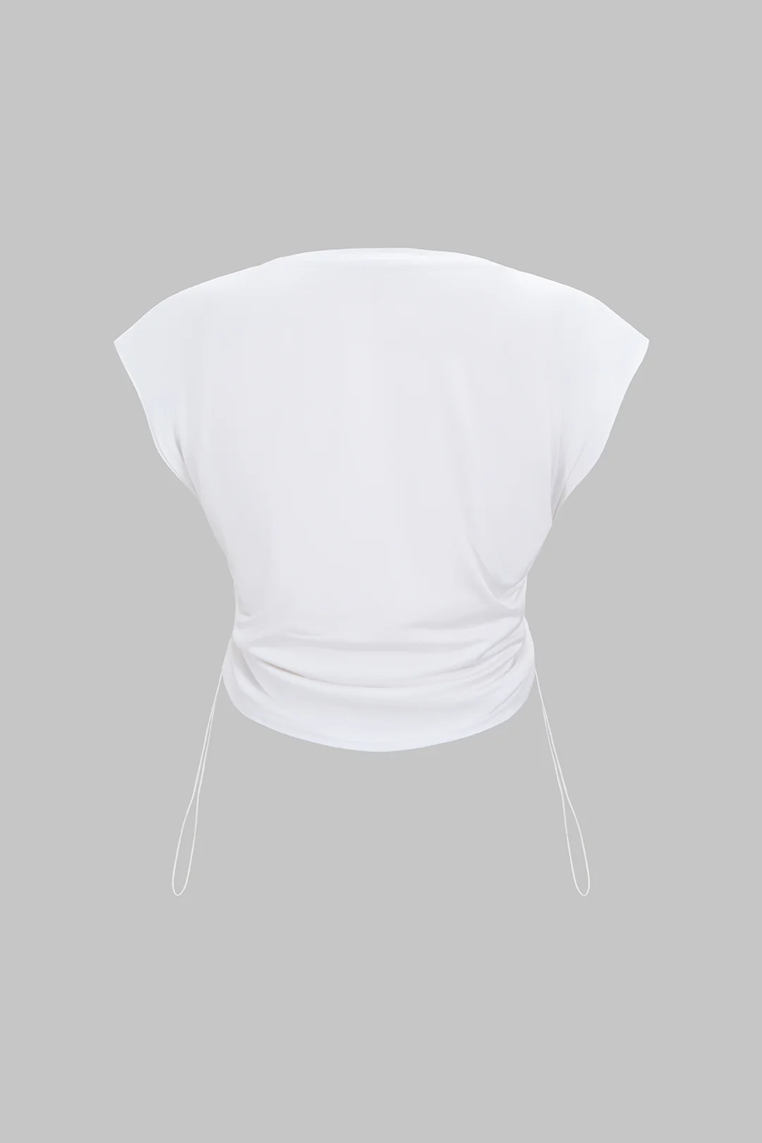 Solid Round Neck Drawstring Sleeveless T-Shirt - Flockneti