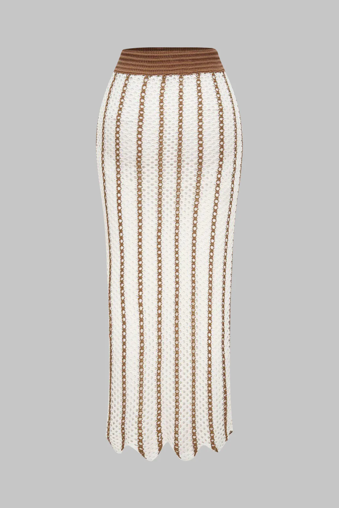Knit Contrast Hollow Out Skirt - Flockneti