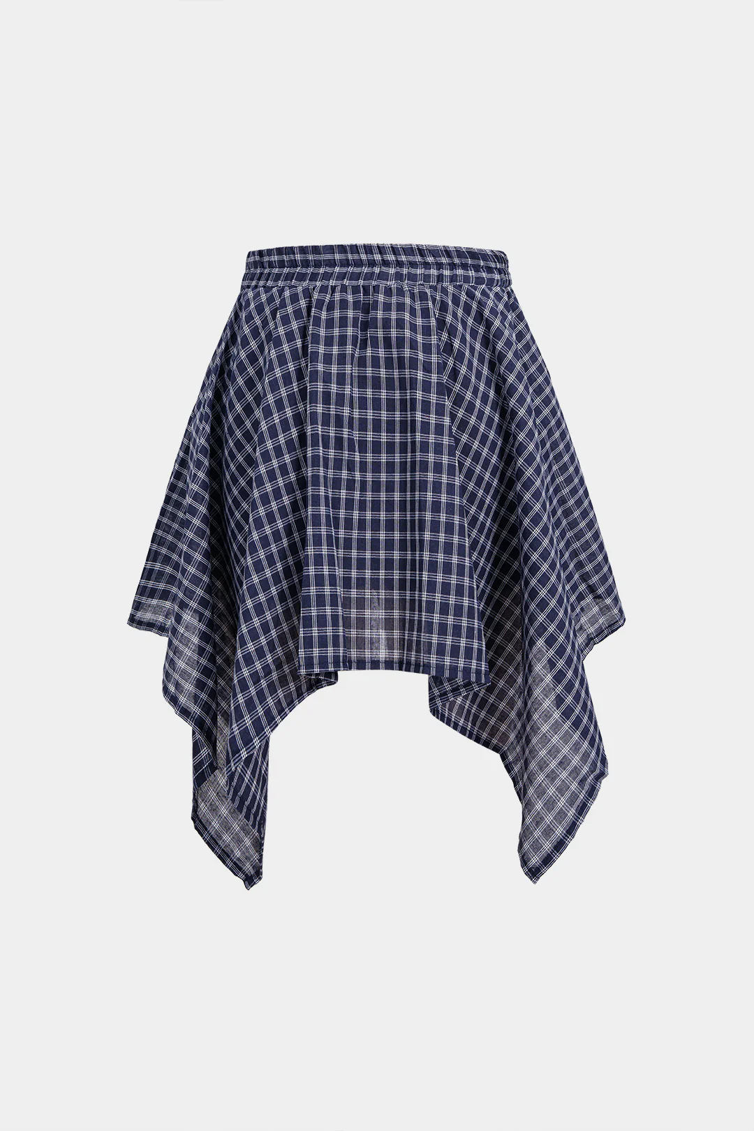 Plaid Print Asymmetrical Ruched Skirt - Flockneti