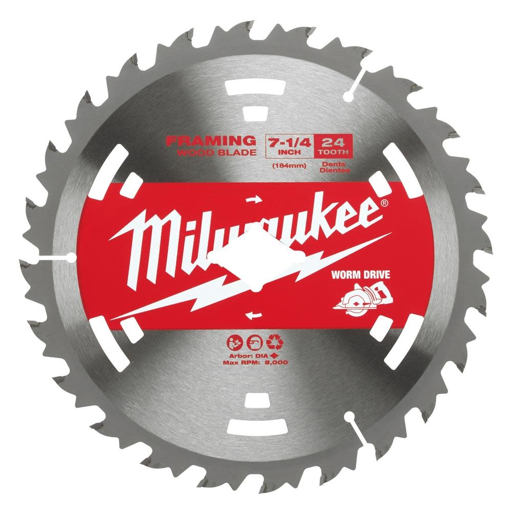 Milwaukee 7-1/4″ 24T Construction Worm Drive Framing Contractor Pack (25PK) - Flockneti