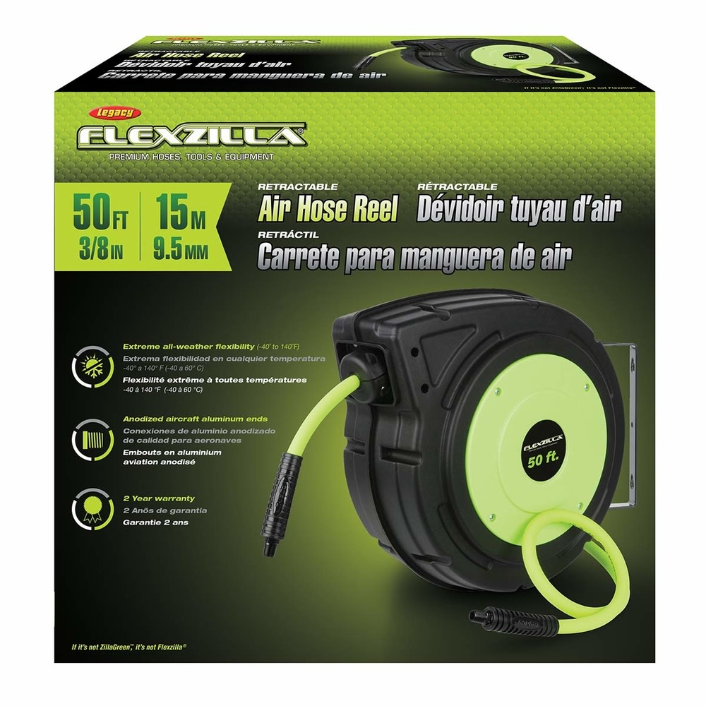 Flexzilla Enclosed Plastic Air Hose Reel 3/8 x 50 - Flockneti