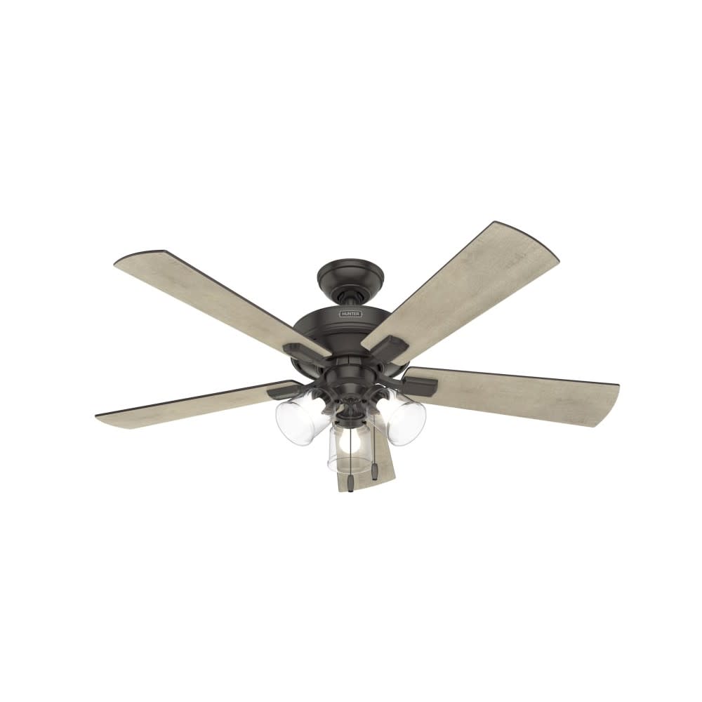 Hunter Fan Crestfield Ceiling Fan 52″ Bronze Bleached Grey Pine - Flockneti