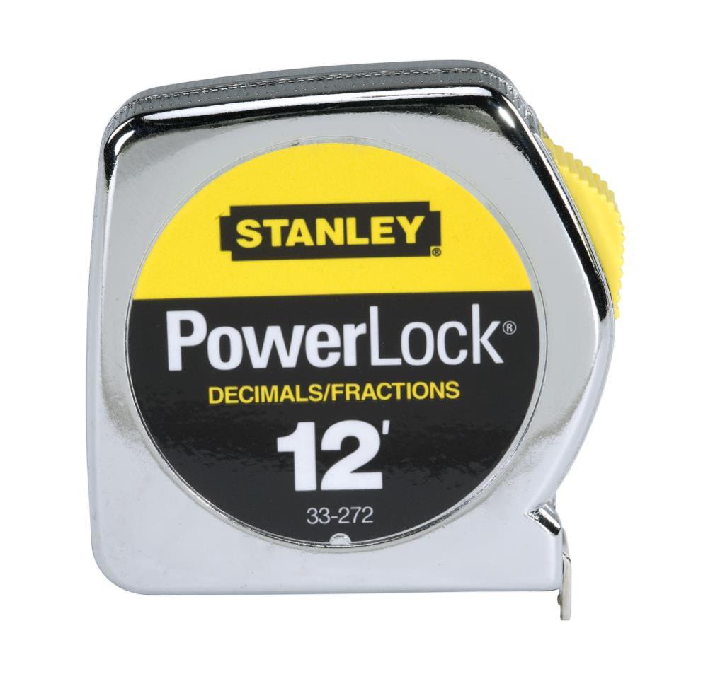 Stanley Powerlock Decimal Tape Rule with Metal Case 1/2 In. x 12 Ft. - Flockneti