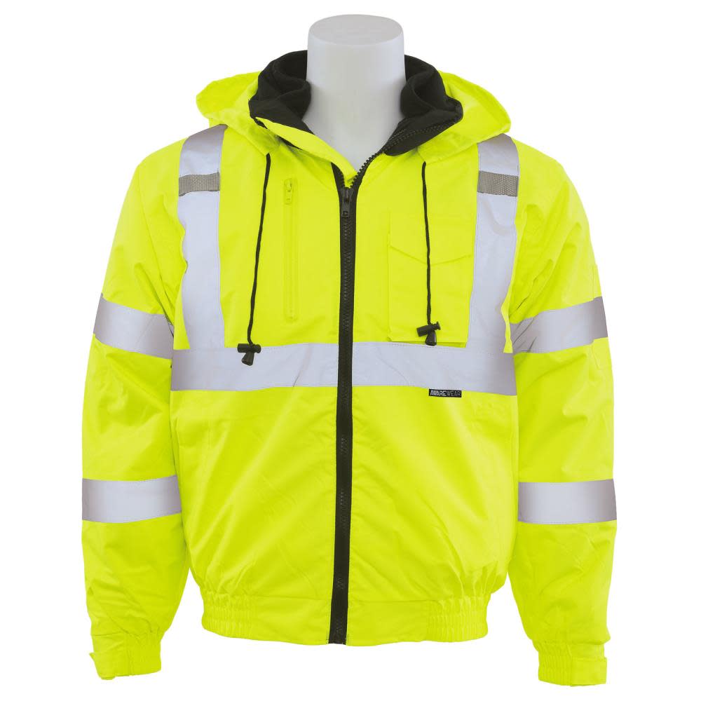 ERB W510 Class 3 Bomber Jacket Hi Viz Lime Black Bottom Large - Flockneti