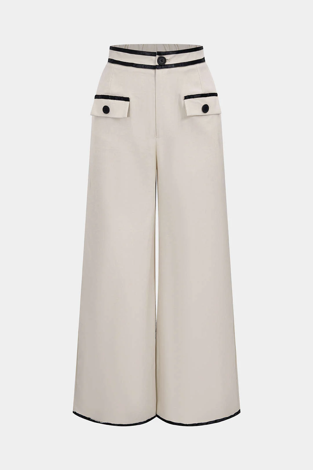 Contrast Binding Straight Leg Pants - Flockneti