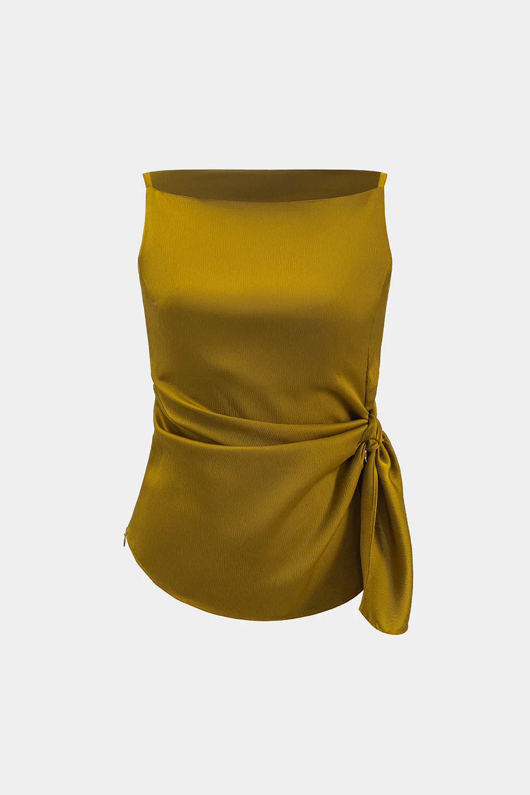 Satin Ruched Twist Knot Tank Top - Flockneti
