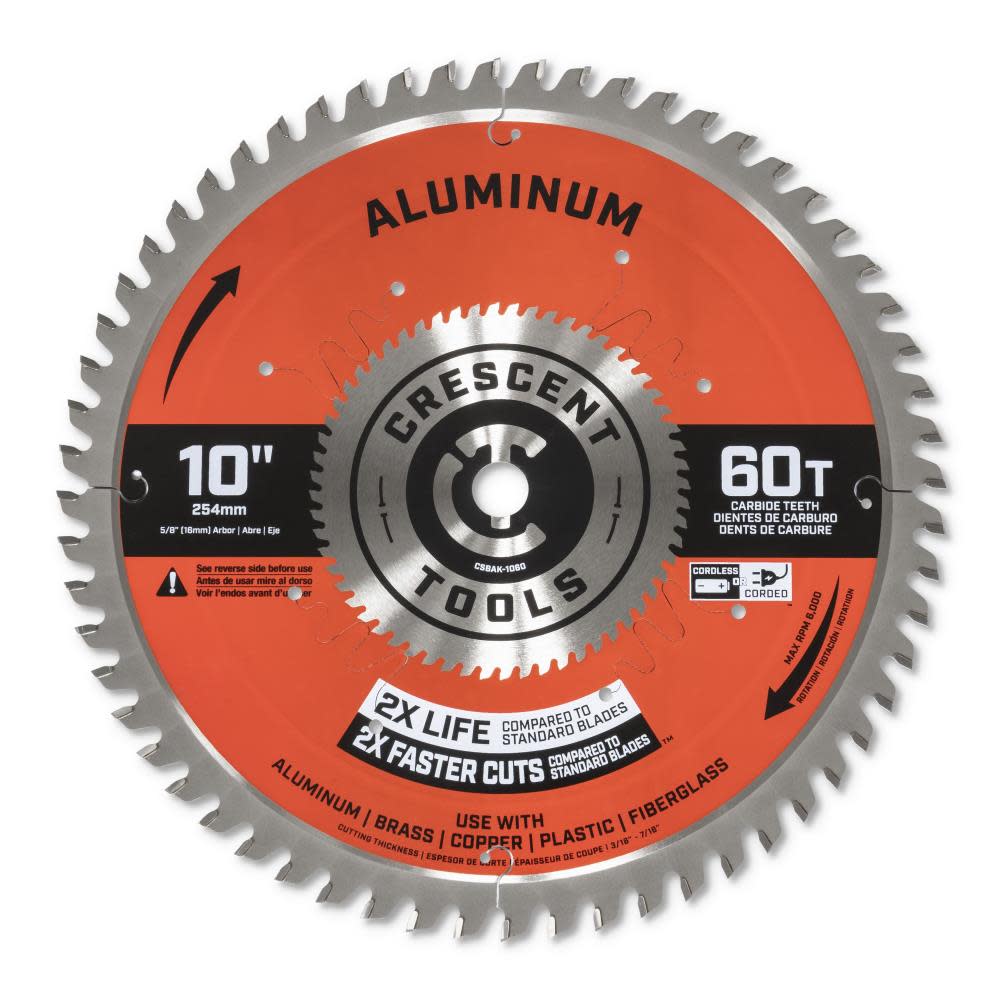 Crescent APEX Circular Saw Blade 10″ x 60 Tooth Thick Aluminum - Flockneti