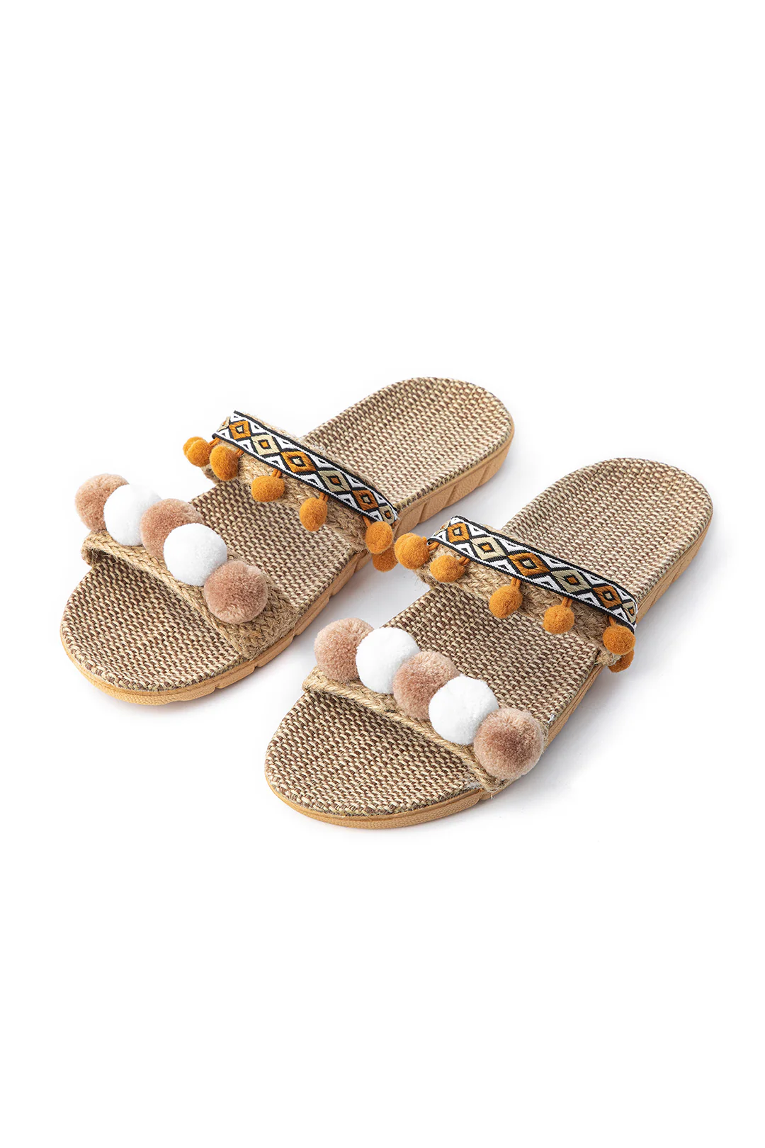 Fringe Trim Slippers - Flockneti