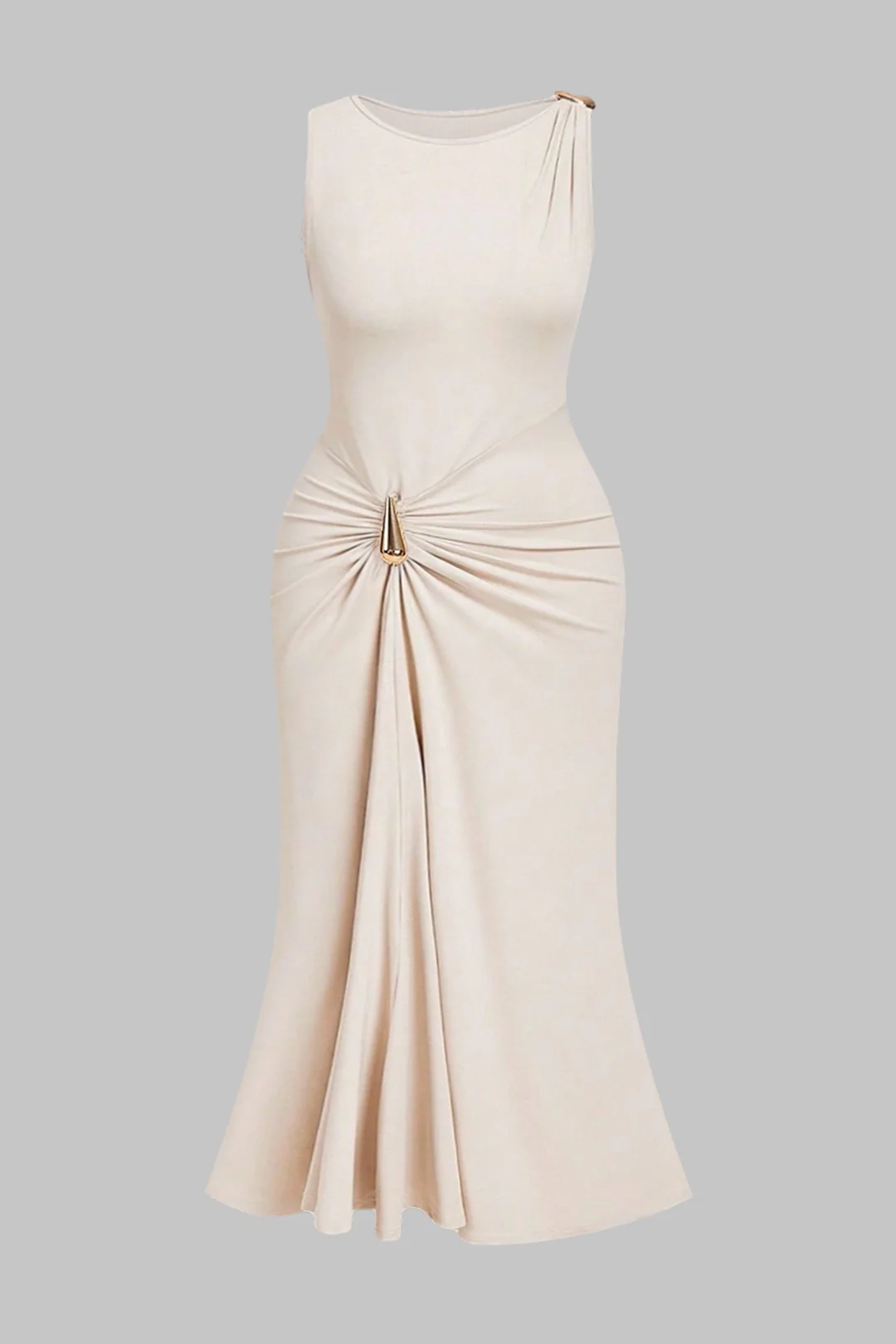 Plus Size Metallic Ruched Sleeveless Maxi Dress - Flockneti