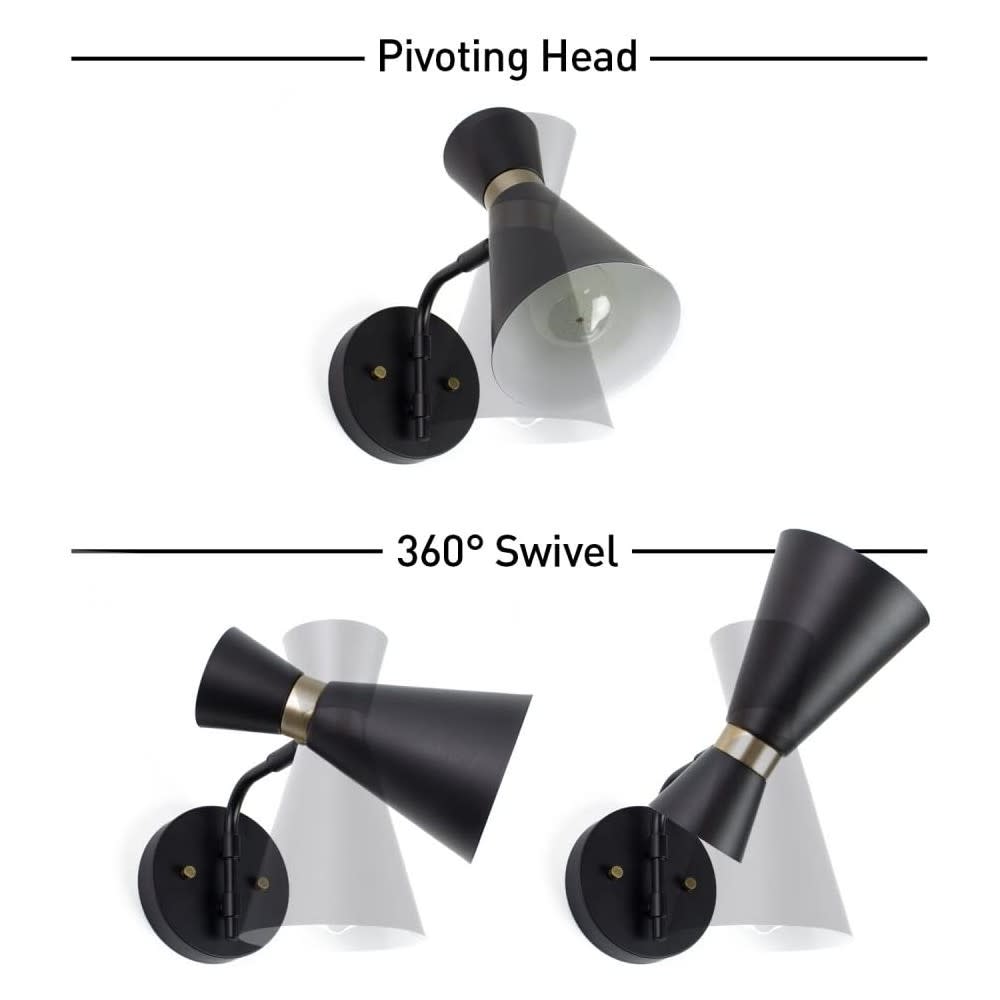 Globe Electric Belmont Wall Sconce Satin Black Hourglass 1 Light - Flockneti