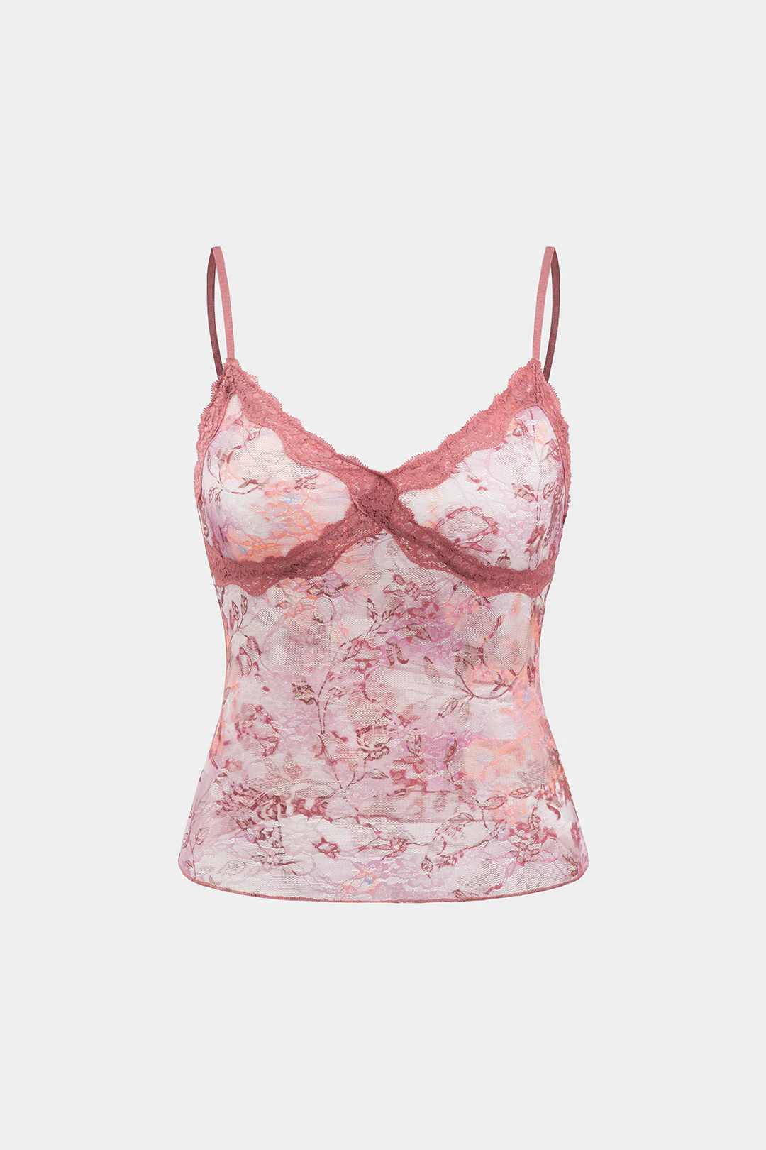 Lace Trim Ditsy Floral Print Cami Top - Flockneti