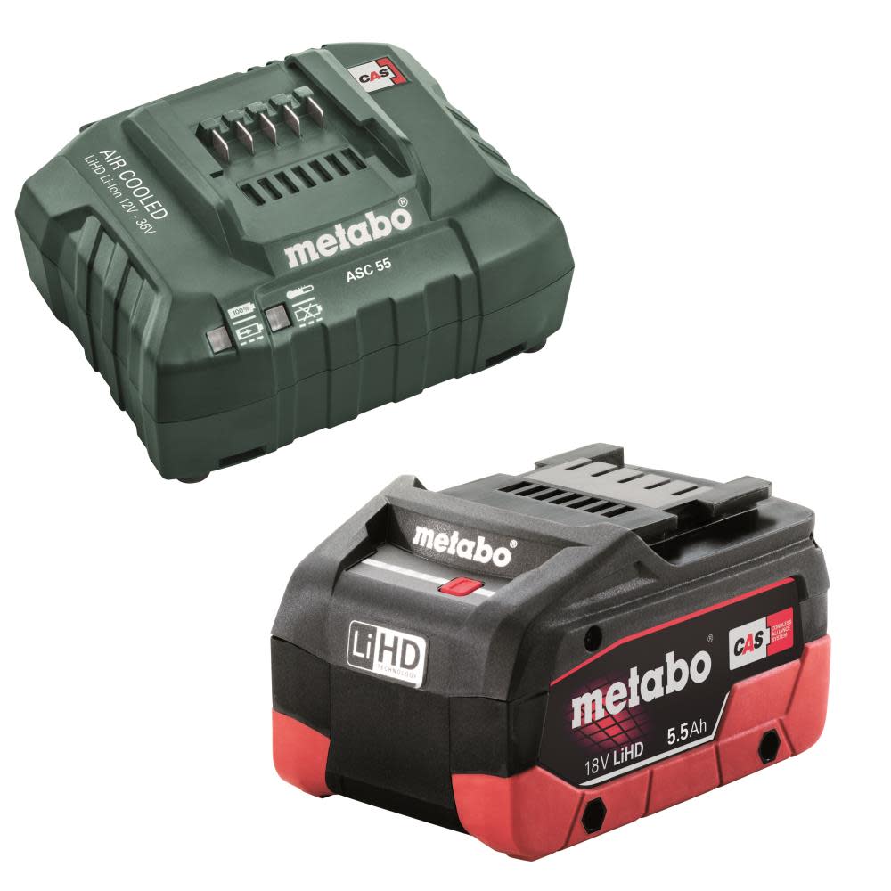 Metabo 18V Lithium Ion 5.5Ah Battery + ASC 55 Charger Kit - Flockneti