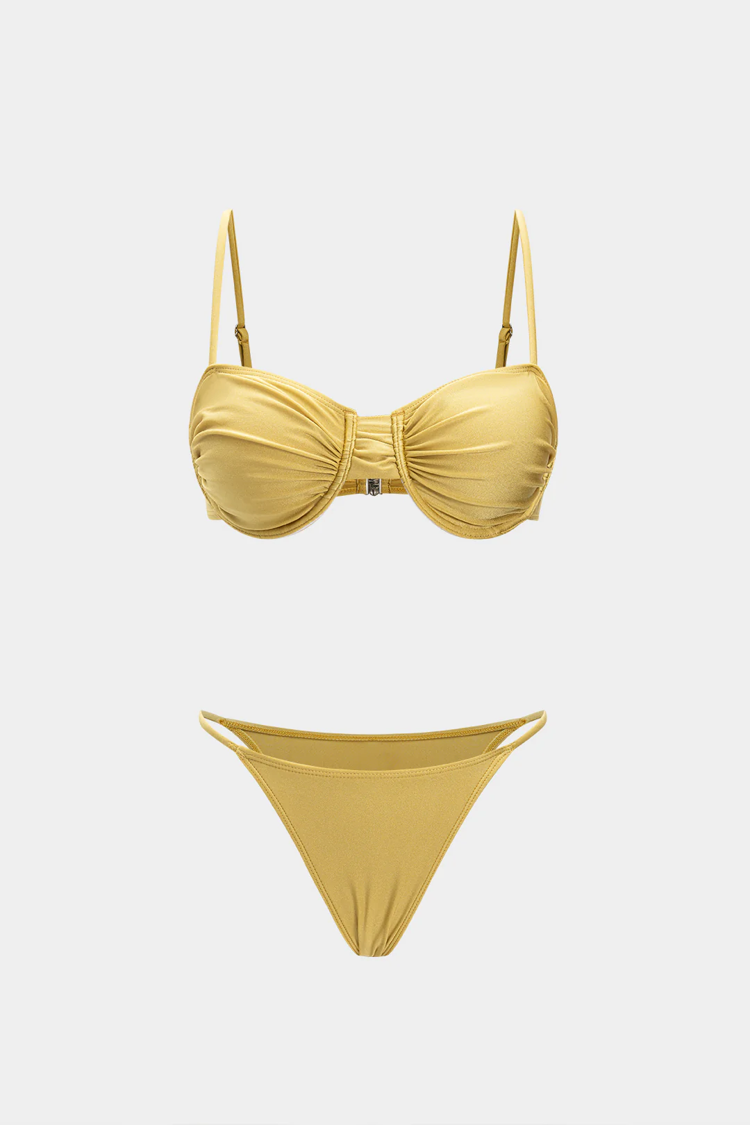 Solid Ruched Bikini Set - Flockneti