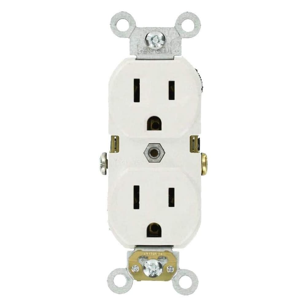 Leviton 15A 125V White Indented Face Duplex Receptacle Outlet 10pk - Flockneti