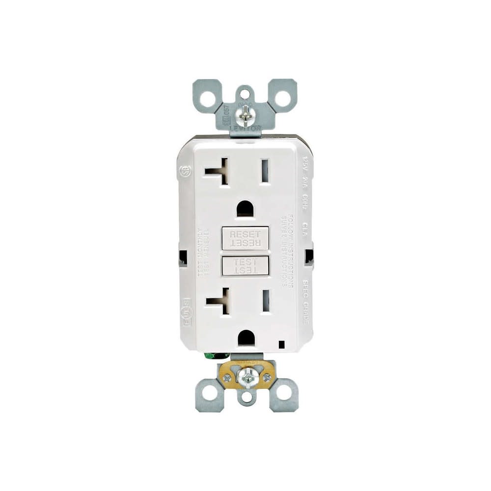 Leviton SmartlockPro GFCI Outlet 20A 125V Duplex White NEMA 5-20R - Flockneti