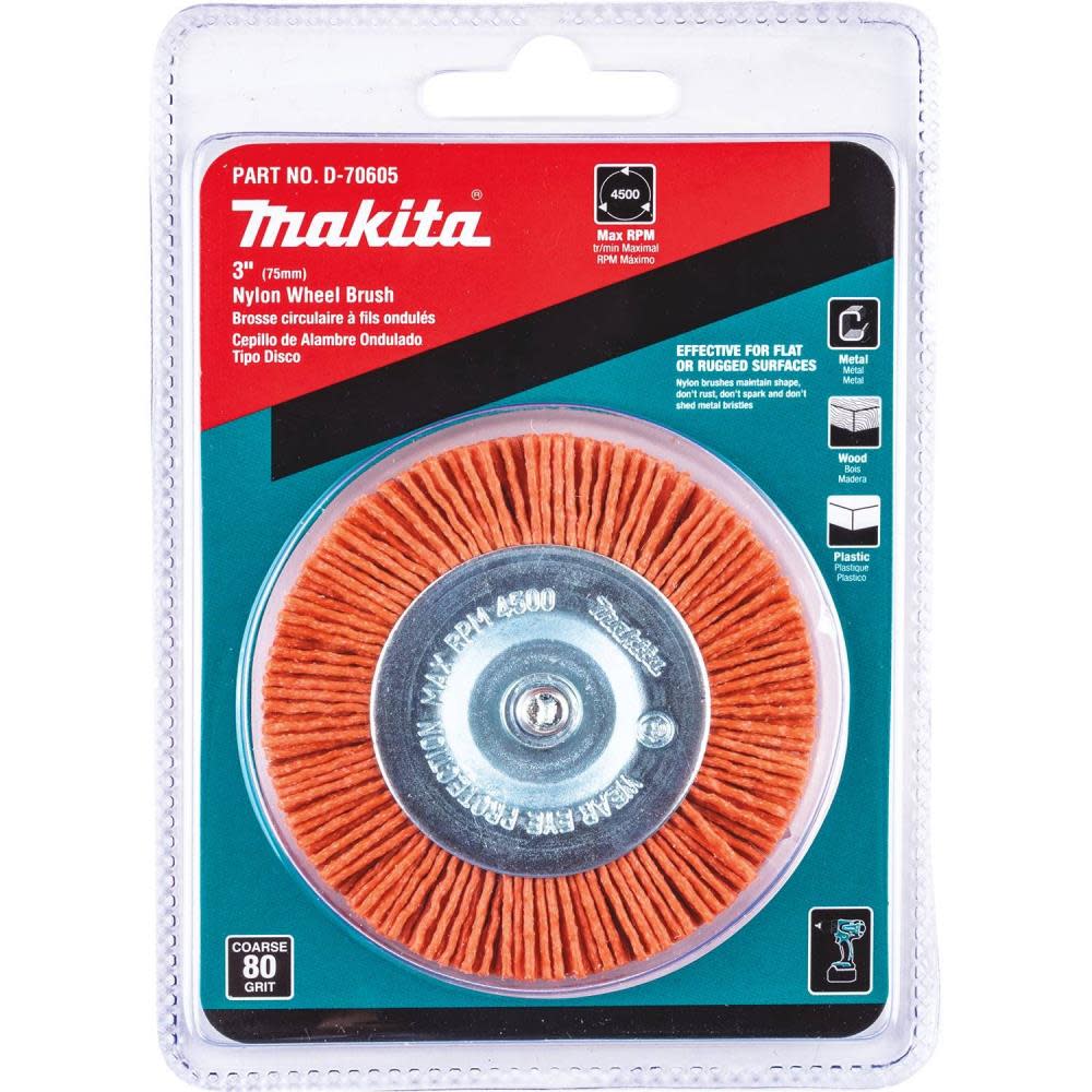 Makita 3″ Nylon Wheel Brush Coarse 80 Grit - Flockneti