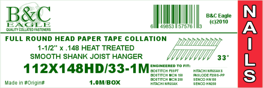 B and C Eagle Joist Hanger Nails 1 1/2 x .148 1000qty - Flockneti