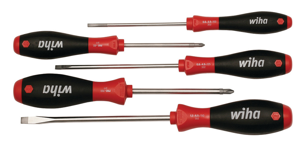 Wiha SoftFinish Slotted & Phillips Screwdriver Set 5pc - Flockneti