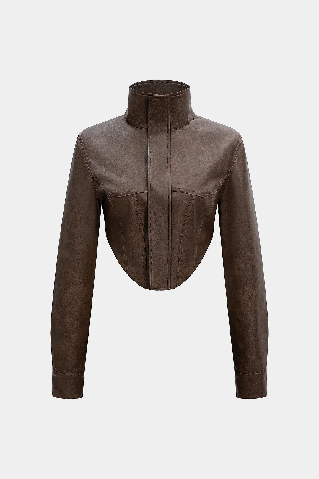 Faux Leather Button Jacket - Flockneti