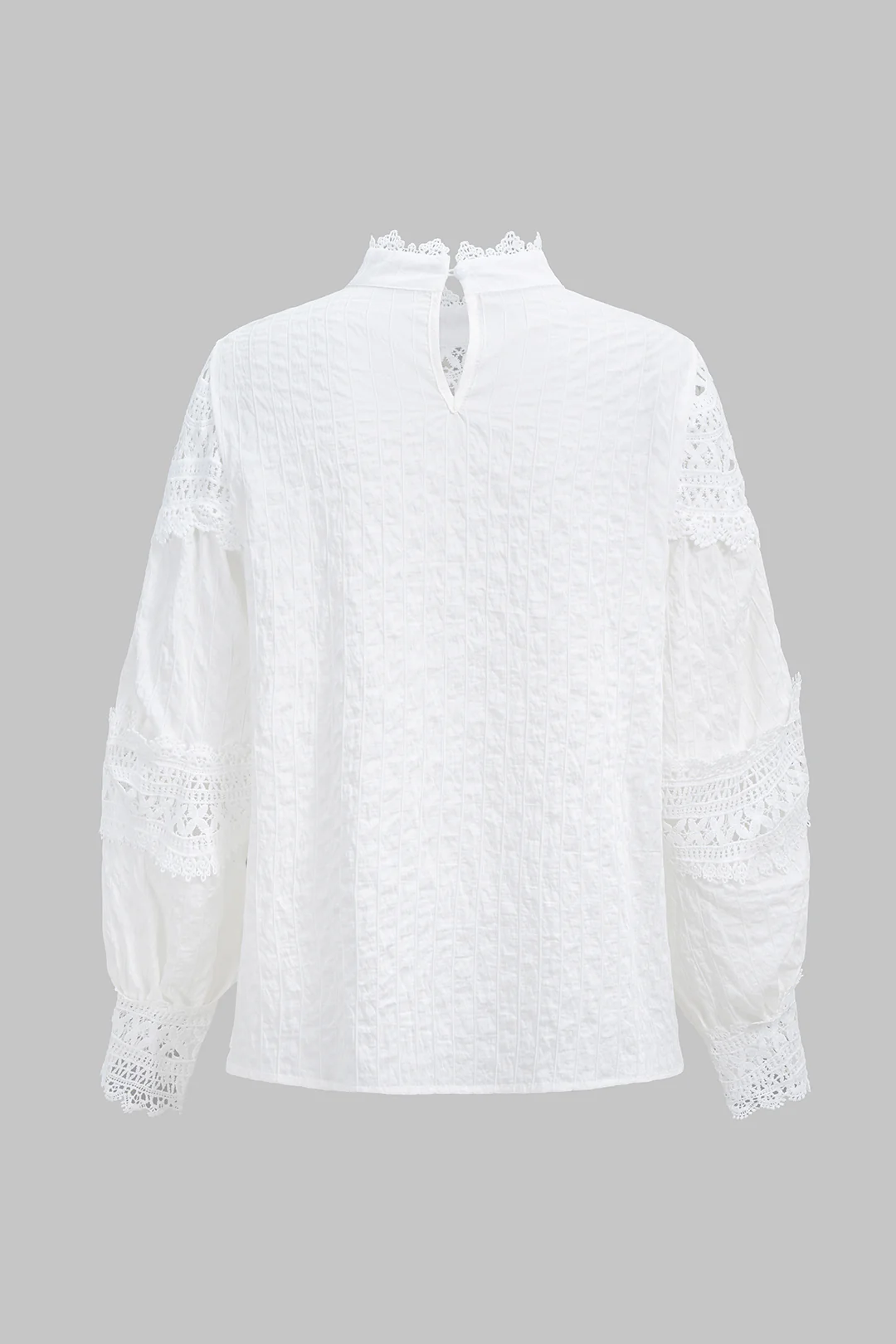 Lace Trim Cut Out Bell Long-Sleeve Shirt - Flockneti