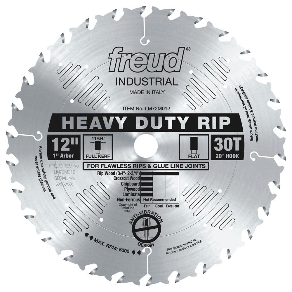 Freud 12 In. x 30T Heavy-Duty Rip Blade - Flockneti