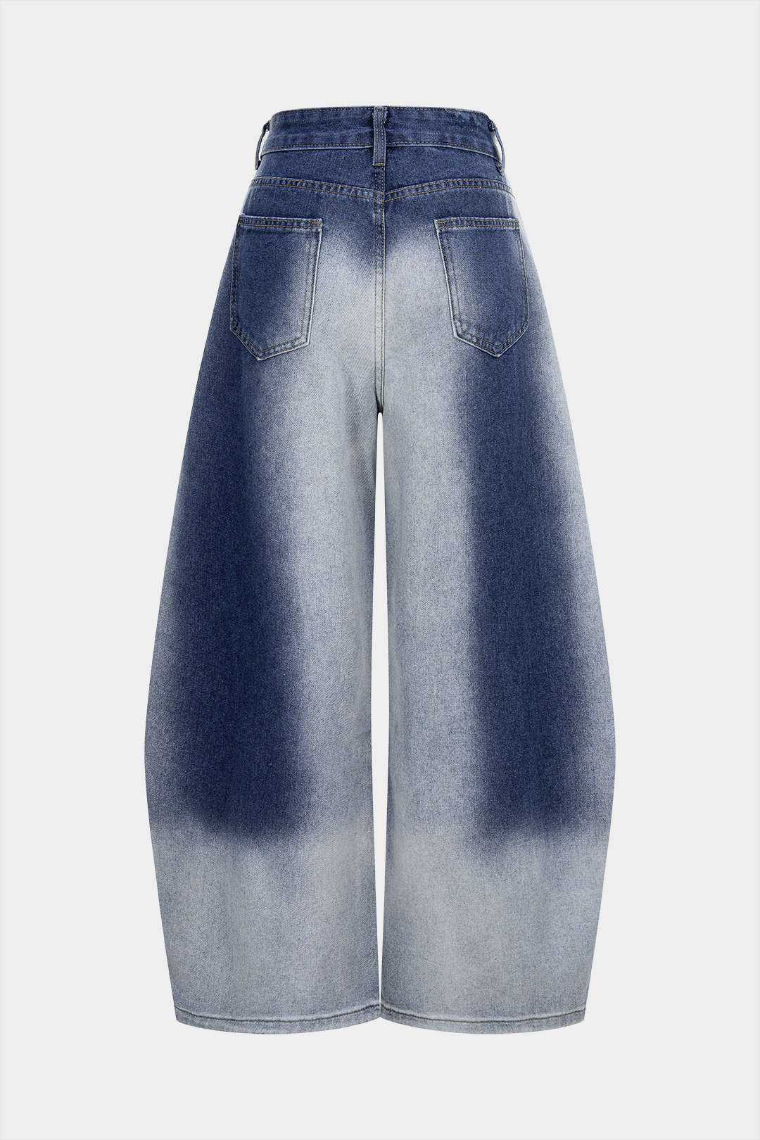 Denim Contrast Washed Wide Leg Jeans - Flockneti