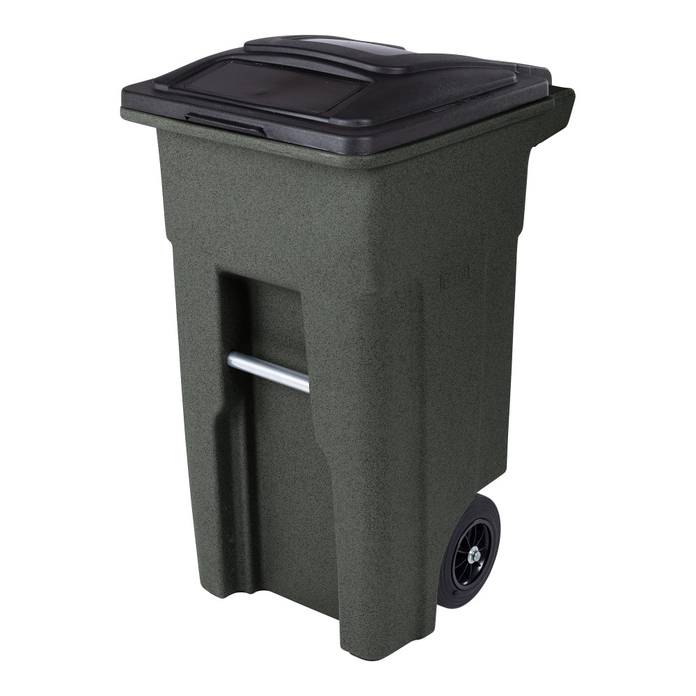 Toter 32 Gallon Greenstone Trash Can with Quiet Wheels and Attached Lid - Flockneti