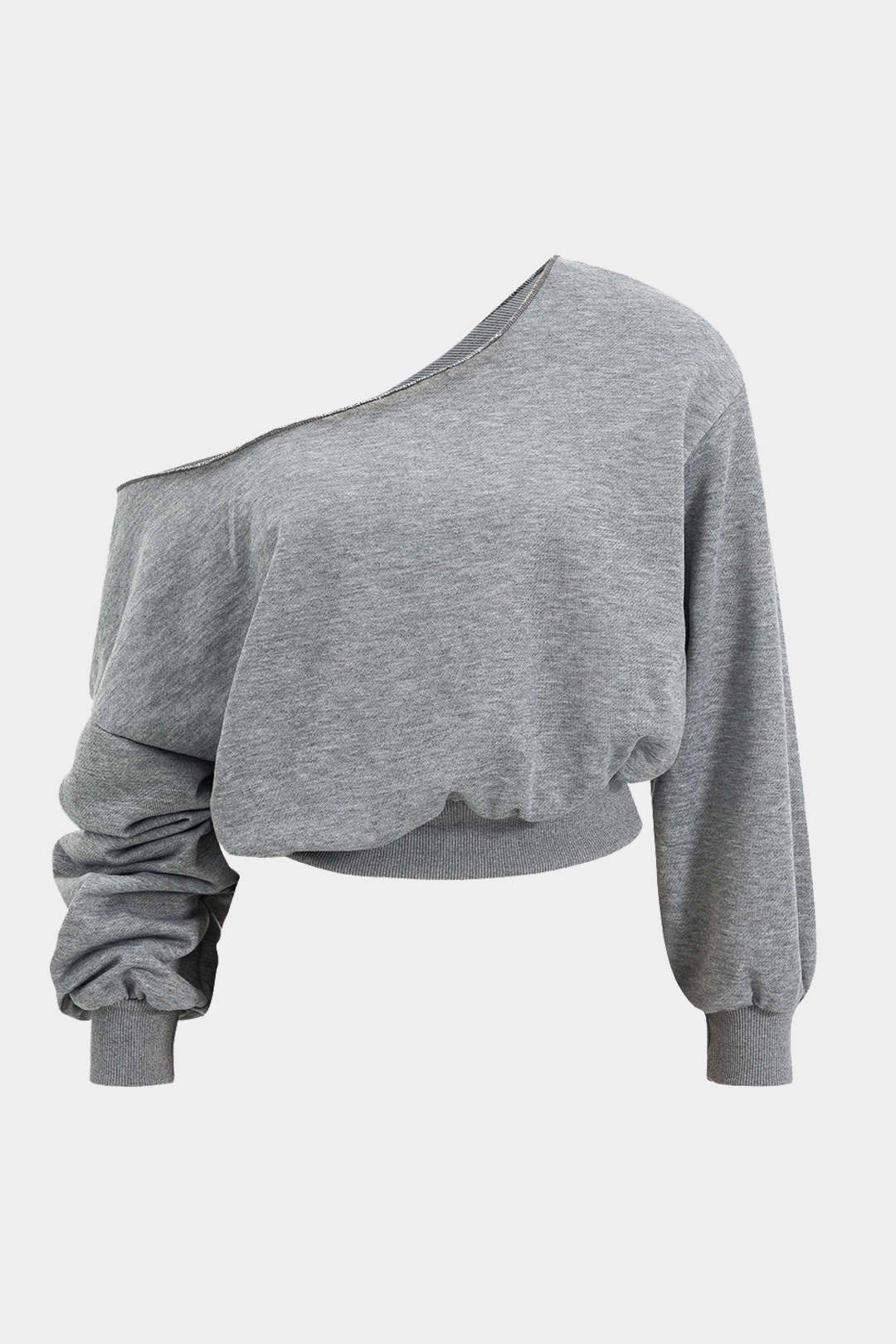 Plus Size Asymmetrical Neck Long-Sleeve Shirt - Flockneti