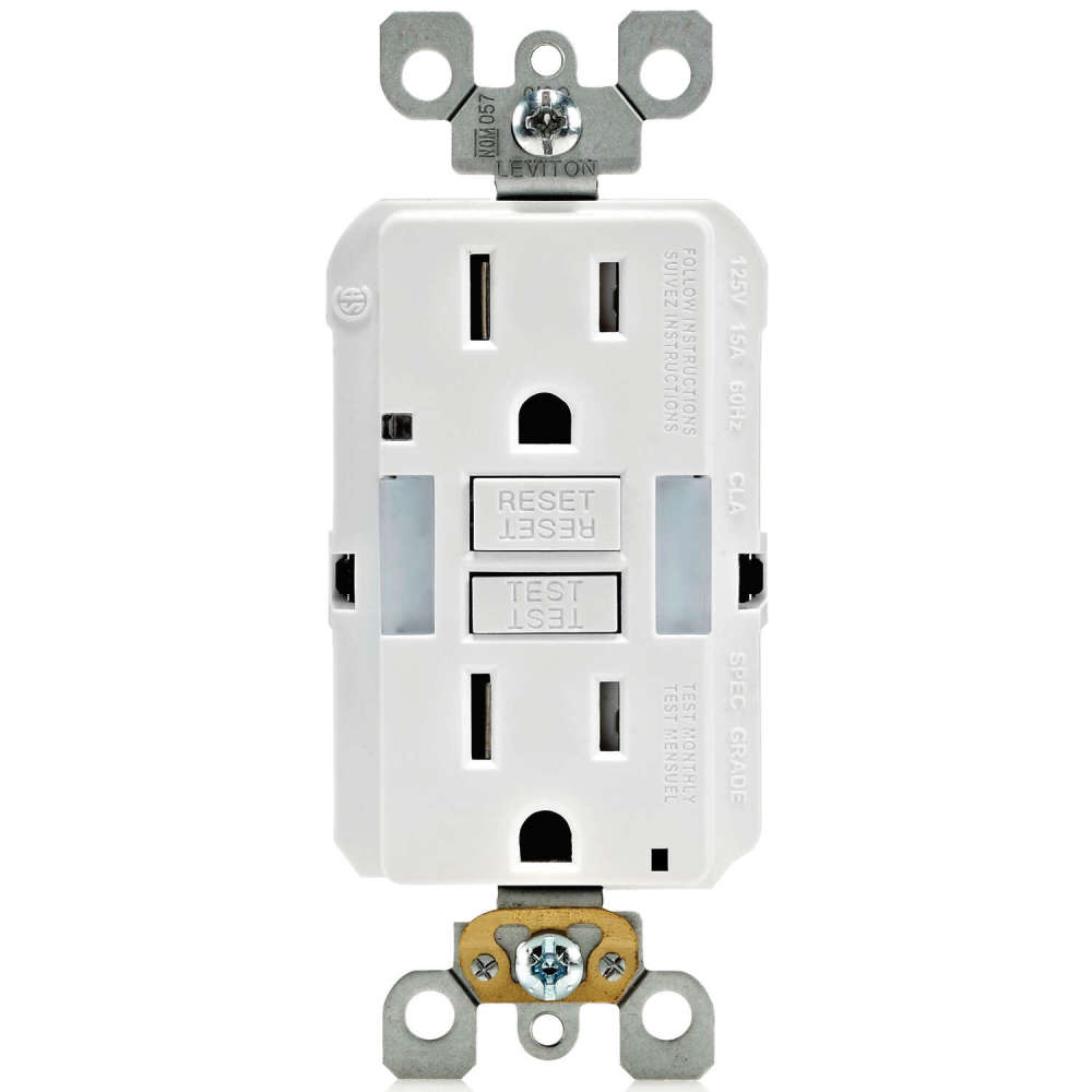 Leviton SmartlockPro GFCI Outlet 15A 125V Duplex White NEMA 5-15R - Flockneti